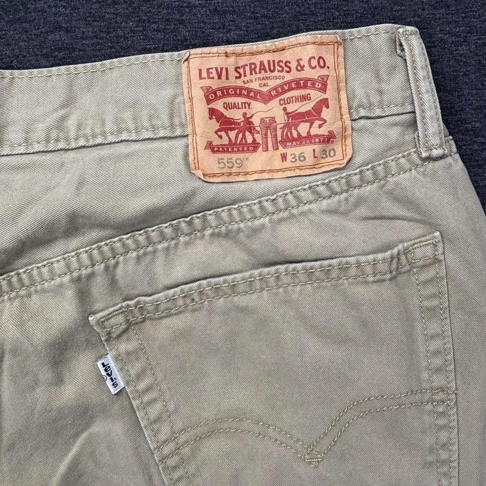 Levis 559 Jeans Mens 36x30 Beige‎ Straight Leg Mid Rise Casual Denim Pants